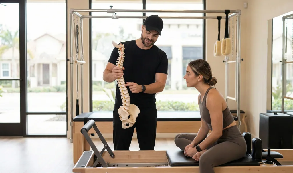 Barış Özdemir im Einzel-Mentoring mit einer Pilates-Lehrkraft