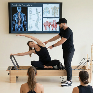 pilates scoliosis workshop training session with instructor and client