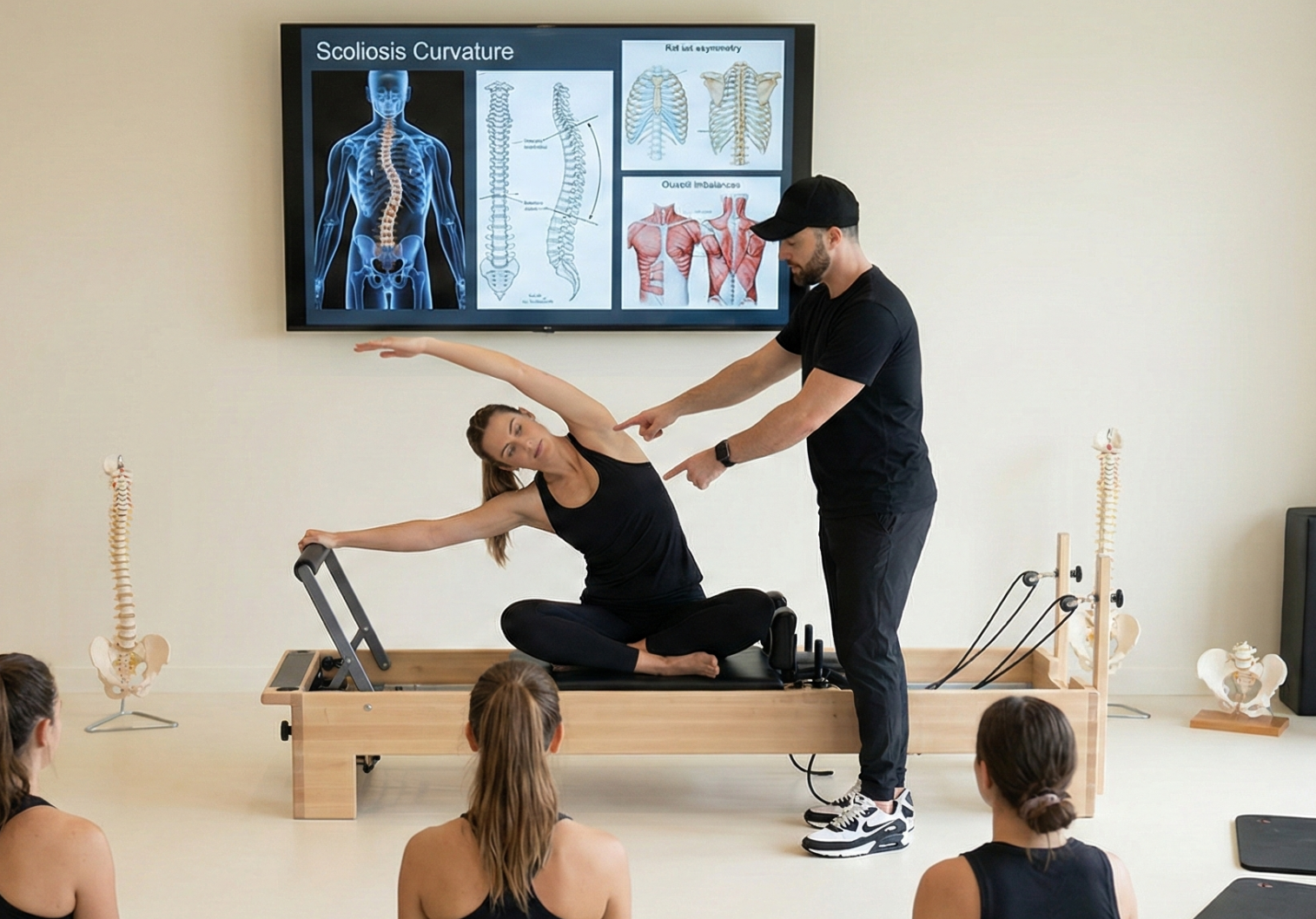 pilates scoliosis workshop training session with instructor and client